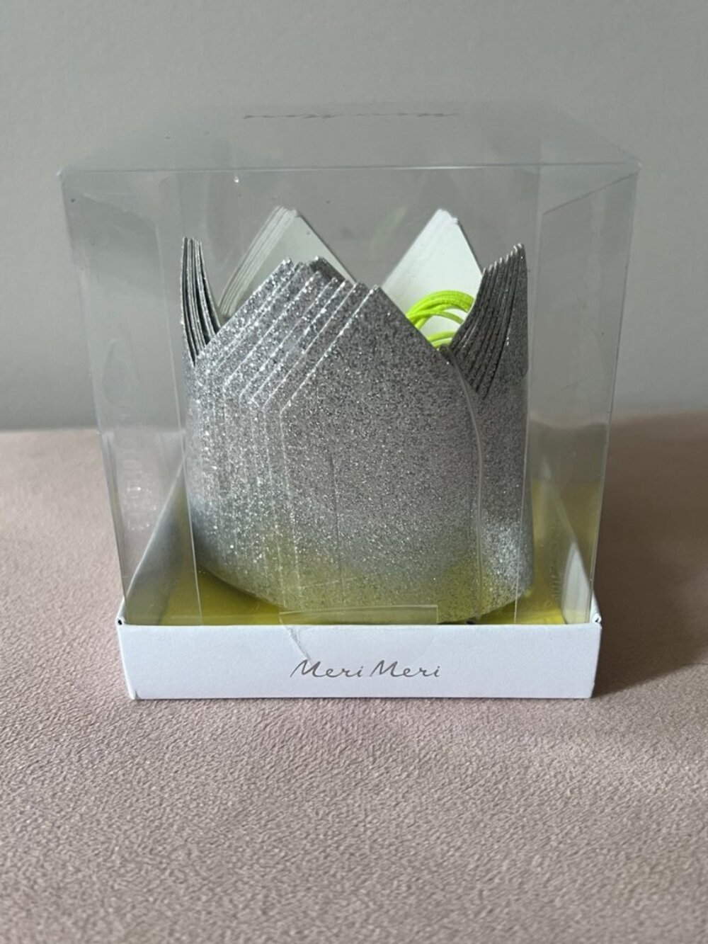 Meri Meri Mini Silver Glitter Crown Party Hats Set of 8 NEW